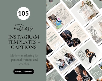 Collectie fitnesssjablonen en bijschriften, socialmediaposts voor personal trainer, canvasjablonen voor sportscholen en fitnessinstructeurs, gezondheid