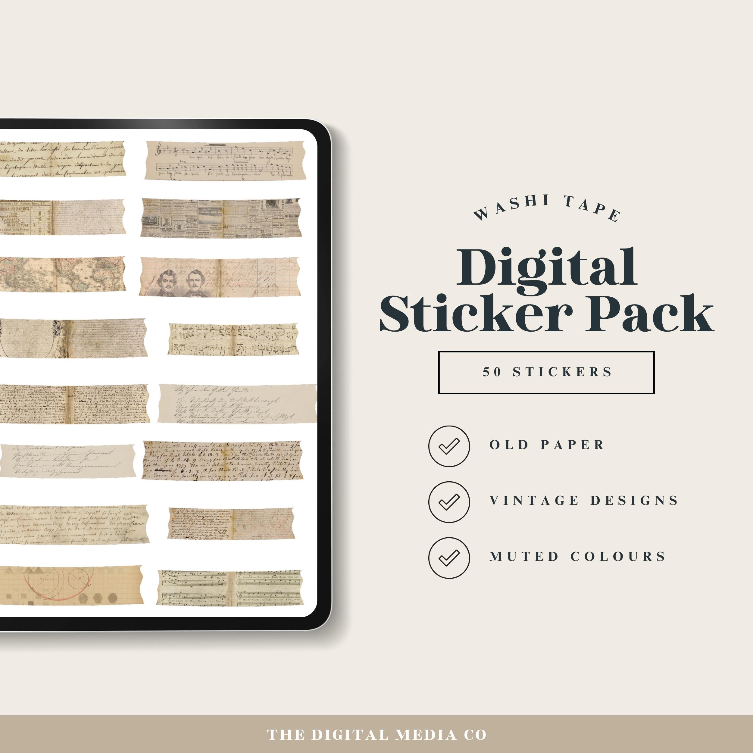 Old Paper Digital Washi Tape, Charming Goodnotes Embellishments, Grunge ...