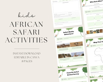 Kids African Safari Activities Editable in Canva