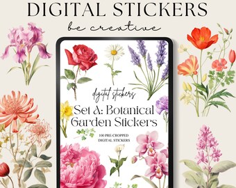 Printable Stickers | Flower Stickers | Tropical Botanics Stickers Collection | Botanical Draw | Floral Stickers | Floral Set