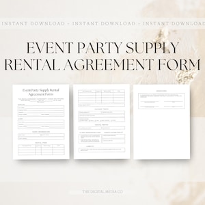 Event Party Supply Rental Agreement Form, Party Supply Rental Contract, Editable Event Rental Agreement, Canva Template, Instant Download
