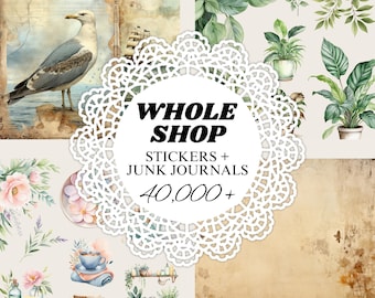 Whole Shop Digital Stickers and Junk Journals, Goodnotes Pre-Cropped Stickers, Scrapbooking Embellishments, Entire Shop Bundle Pass