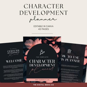 Character Development Planner, Writer’s Workbook, Fiction Character Template, Novel Planning Printable, Story Writing Tool, Canva E-book