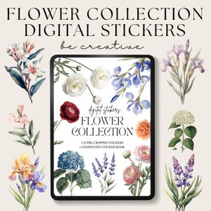 Flower Collection Digital Planner Stickers | Digital Sticker Book | Planner Stickers | Floral Stickers | Goodnotes Garden Stickers