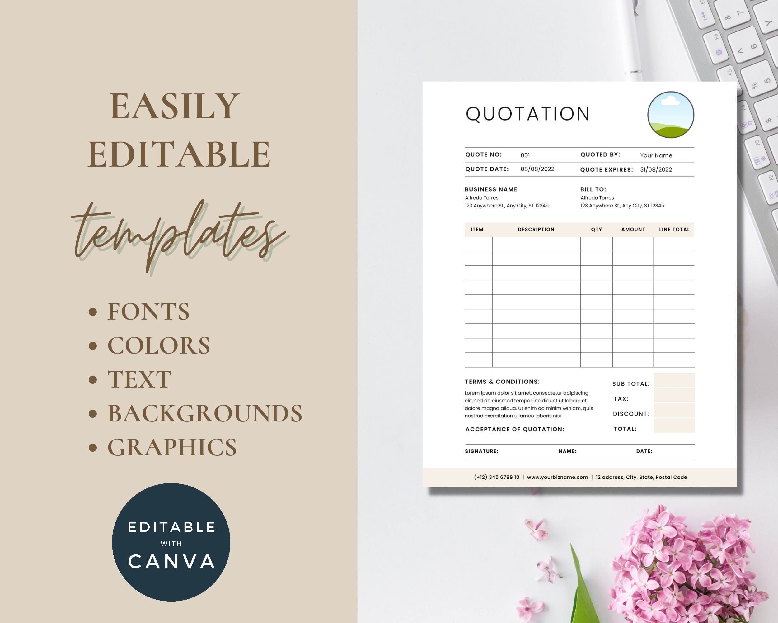 Quotation Template, Small Business Template Bundle, Modern Client Quote ...