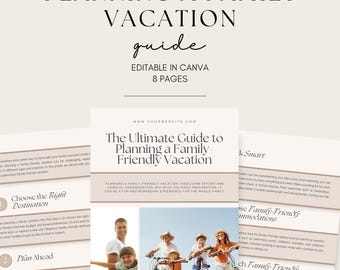 Planejador de Férias em Família para Imprimir | Guia de Planejamento de Viagens de 8 Páginas | Modelo de Roteiro de Viagem | Organizador de Férias em PDF | Modelo de Viagem do Canva