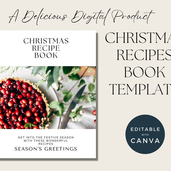 Christmas Recipe Template, Festive Foodie Magazine, Canva Template for Recipes, Xmas Recipe Ebook, Christmas Bakers Template, Christmas mag