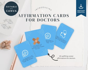 Doctor Affirmation Cards, Canva Medical Templates, Printable Affirmation Deck, Digital GP Affirmation Cards, Medical Profession Tools