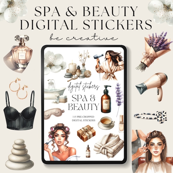 Spa Stickers, Beauty Sticker, Lifestyle Girl Digital Planner Stickers, Everyday Stickers, Fashionista Notability Pngs, Every Day Goodnotes