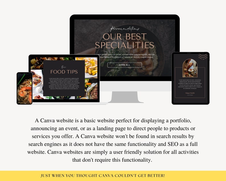 Restaurant Canva Template, Canva Website Template, Canva Food and ...