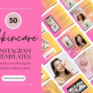 Plantillas de Instagram para esteticistas / Publicaciones sobre cuidado de la piel / Plantilla de Instagram de belleza / Plantilla de redes sociales para el cuidado de la piel / Aspectos destacados de belleza brillantes