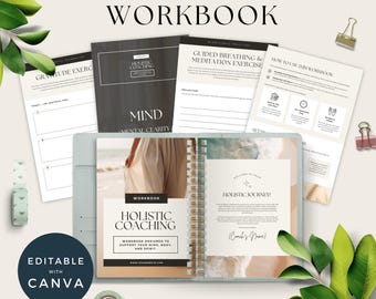 Holistic Coaching Workbook, INSTANT DOWNLOAD, Healthy Life Canva Template, Editable Life Coach Printable E-book, Health Pro Lead Magnet