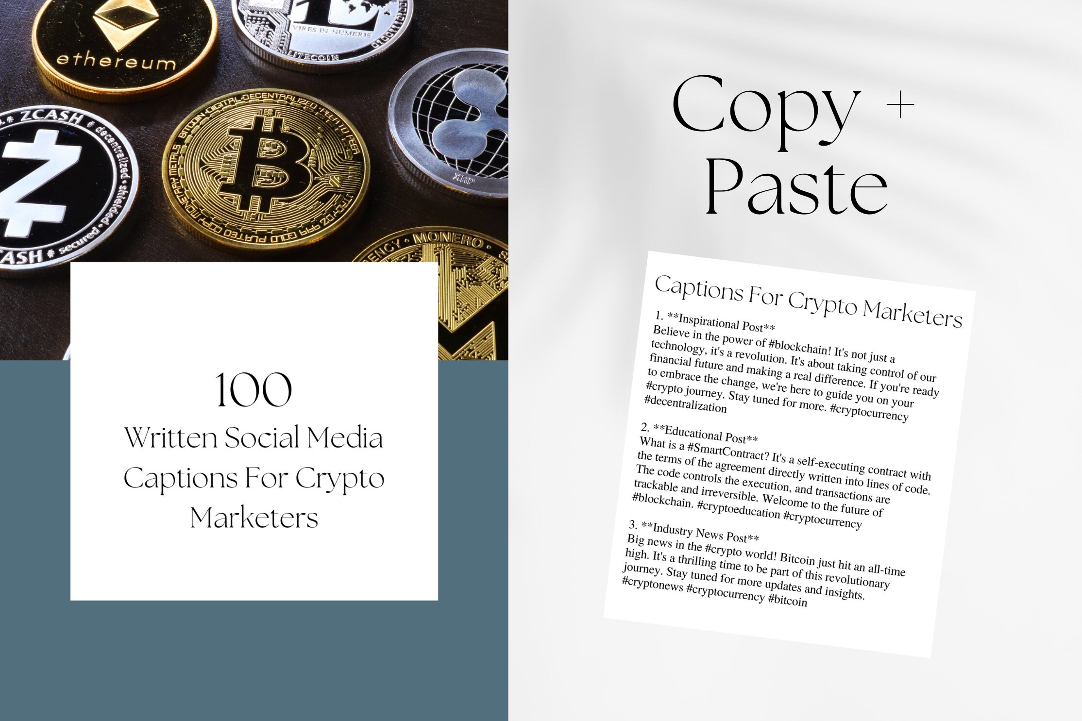 Cryptocurrency Written Social Media Captions, Crypto Marketing, Instagram  Posts for Alt Coin Marketers, Bitcoin Content, Crypto Currency - Etsy