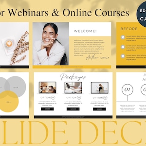 Webinar slide deck INSTANT DOWNLOAD Online course slide deck, Canva template for coaches, Webinar slides, Masterclass template