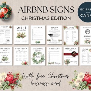 Christmas Airbnb Welcome Sign Canva Template, Airbnb Manager Bundle, Airbnb Xmas Signs, Framed Signage Templates, Airbnb House Signs