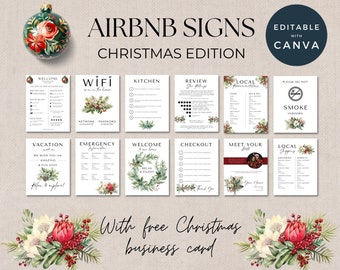 Christmas Airbnb Welcome Sign Canva Template, Airbnb Manager Bundle, Airbnb Xmas Signs, Framed Signage Templates, Airbnb House Signs
