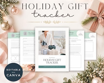 Holiday Gift Tracker Canva Template, Christmas Gift Planner, Printable Gift List, Holiday Shopping Tracker, Christmas Budget Planner