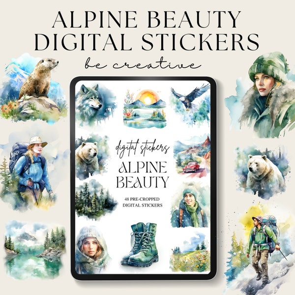 Alpine Beauty Digital Stickers, Goodnotes Great Outdoors Stickers, Every Day Stickers, Notability Planner Embellishments, Scrapbooking