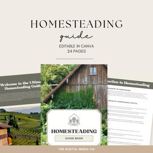 Den ultimata guiden för hemmabruk, utskrivbar | 24-sidig handbok för självförsörjning | Hållbart boende i PDF-format | Hembygdsplanerare | Canva Farm E-bok
