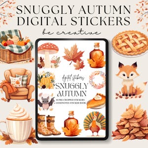 Snuggly Autumn Digital Planner Stickers, Fall Seasonal Stickers, Notability Season Pngs, Clothes Goodnotes Stickers, Ipad Decorations