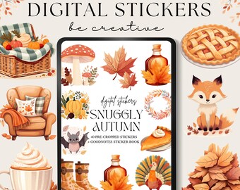 Snuggly Autumn Digital Planner Stickers, Fall Seasonal Stickers, Notability Season Pngs, Clothes Goodnotes Stickers, Ipad Decorations