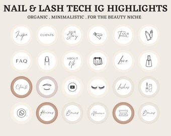 Nagel- en wimper Instagram Highlight Covers, Beauty Story IG Highlight Template, Instagram Bundel, Minimalistische IG Story Iconen, Insta Highlights