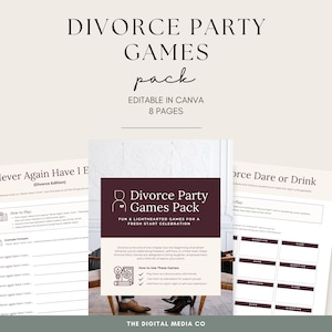 Divorce Party Games, Canva Party Template, Adult Games for Event, Editable Instant Download Fresh Start, Celebration of Freedom Printable