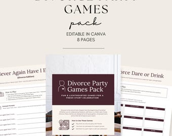 Divorce Party Games, Canva Party Template, Adult Games for Event, Editable Instant Download Fresh Start, Celebration of Freedom Printable