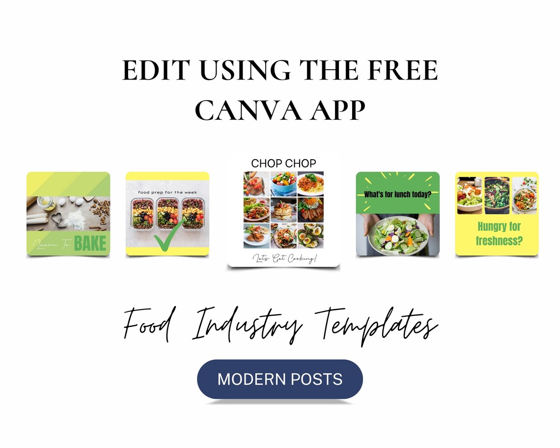 Food Blogger Instagram Templates for Canva, Instagram Post Templates ...