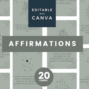 Affirmation Cards Template Canva, Affirmation Station, Printable Affirmation Cards, Affirmation Cards Printable, Green Affirmation Cards