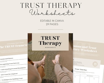 Vertrauenstherapie Arbeitsblätter, Arbeitsblätter zum Aufbau von Vertrauen in Beziehungen, Selbstwertgefühl, Heilung & Kommunikation, Canva Therapeut
