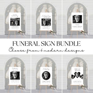 Editable Funeral Welcome Sign Bundle, Minimalist Celebration of Life Poster, Large Funeral Sign, Memorial Printable, Funeral Decoration