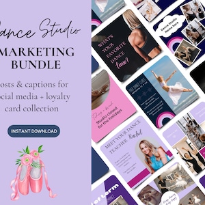 Dance Studio Marketing Bundle, Dance Teacher Social Media Posts, Canva Templates For Professional Dancers, Dance Marketing
