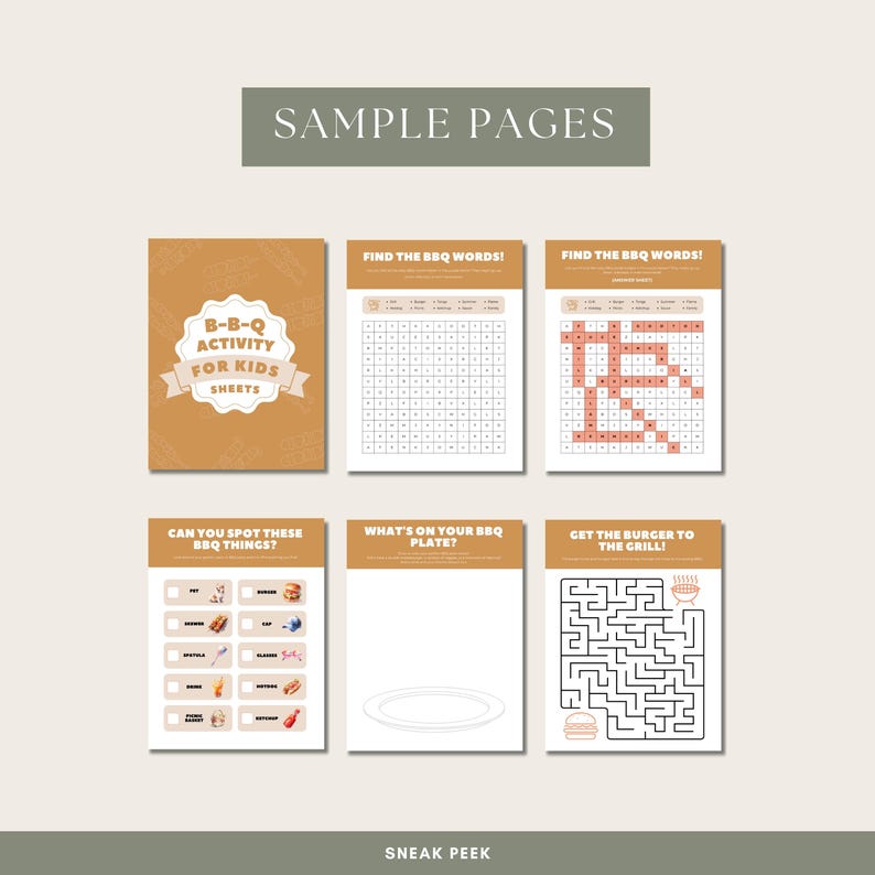 Kids BBQ Activity Sheets Printable | Fun Backyard BBQ Games for Kids ...