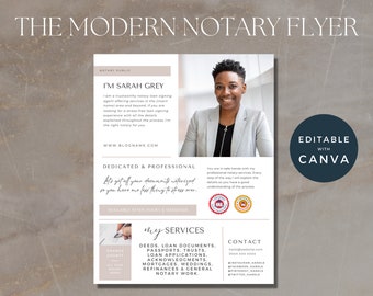 Marketingflyersjabloon voor ondertekenaars van de notaris, flyersjabloon, marketingflyer notaris, professionele notarisbrochure, bronnen voor notarissen