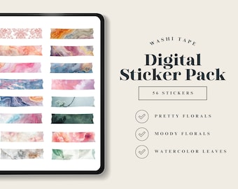 Eclectic Digital Washi Tape, Organic Goodnotes Embellishments, Natural Earthy Sticker Pack, Bohemian Sticker Bundle, Rustic Planner Tape Kit