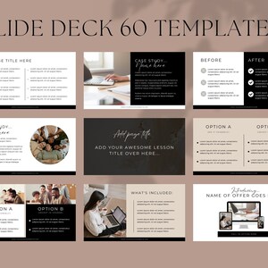 60 Slide Deck Presentation, Canva Presentation Template, Social Media ...