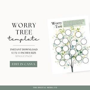 Worry Tree Sheet Anxiety Printable Canva Page for Children and