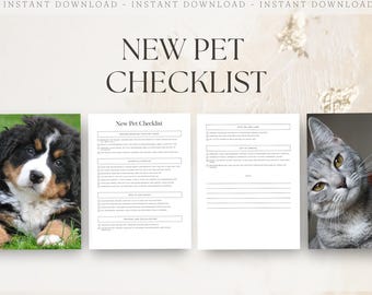 New Pet Checklist, Puppy or Kitten Essentials List, Pet Supplies Planner PDF,  Canva Instant Download, Animal Care Printable Sheets