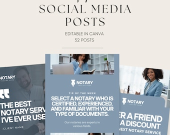 Notary Social Media Post Templates, Notary Public Marketing Instagram Flyers, Editable Canva Templates, Loan Signing Agent Facebook