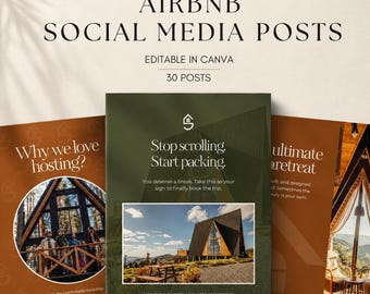 Airbnb Social Media Templates, Canva Instagram Posts, Vacation Rental Host Marketing, Short Term Rental Content