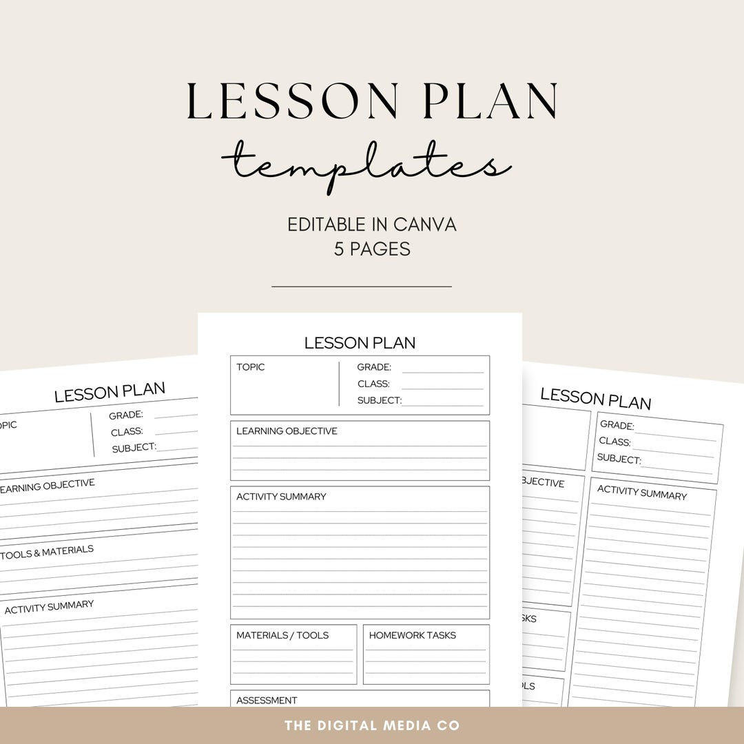 Lesson Plan Template Bundle, 5 Editable Designs, Printable and Digital ...