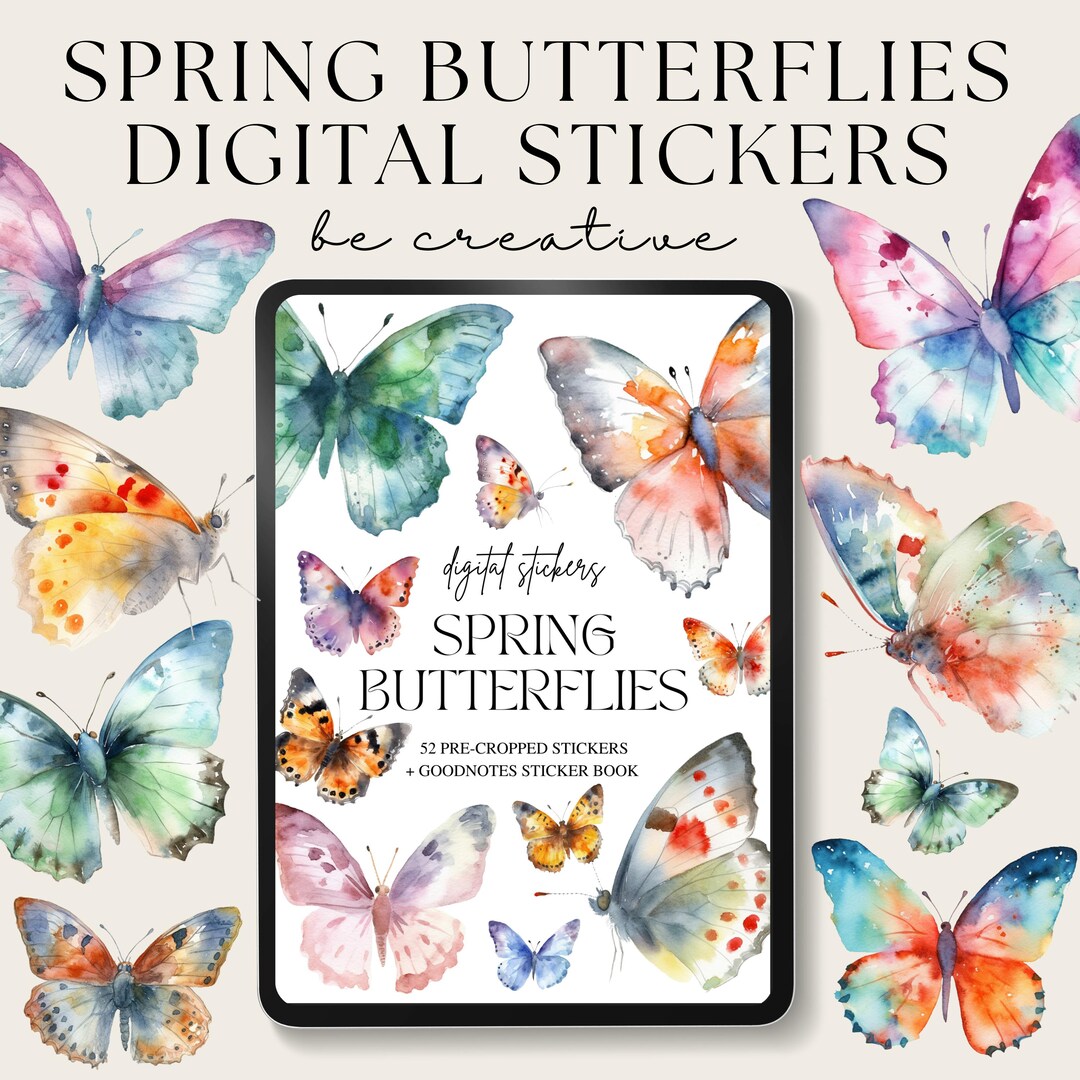 Spring Butterfly Digital Planner Stickers, Goodnotes Stickers, Moth ...