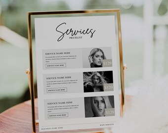 Price List Salon Template Canva, Price Sheet, Pricing List for Salon,  Price List For Beauty Business, Instant Download, Salon Canva