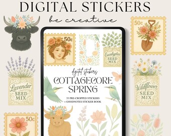 Cottagecore Spring Digital Stickers, Goodnotes Stickers, Notability Stickers, Farmcore Embellishments, Countrycore PNG Files, Scrapbooking