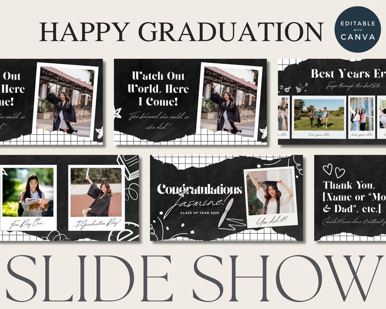 Editable Graduation Slideshow With 10 Templates, Class of 2025 Digital ...
