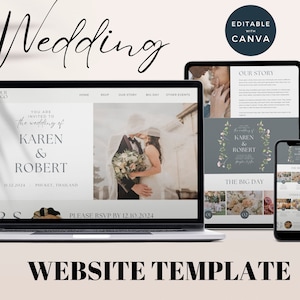 Canva Wedding Website | Wedding Mobile Mini Website Invite | Responsive | Digital Wedding Invitation | Online Wedding Rsvp | Information