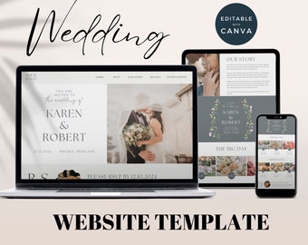 Canva Wedding Website / Wedding Mobile Mini Website Invite / Responsive / Invito digitale per matrimonio / Rsvp online per matrimonio / Informazioni