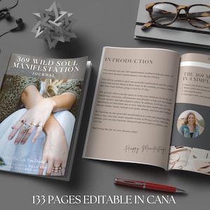 Editable Manifesting Ebook Planner Workbook Journal Canva Template, Manifestation Lead Magnet For Life Coaches