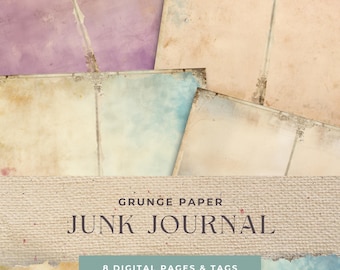 Carnet cartonné pastel grunge, Pages de remplissage horizontales, Feuille paysage, Carnet cartonné numérique, Fournitures pour kit de papiers imprimables, Journalisation